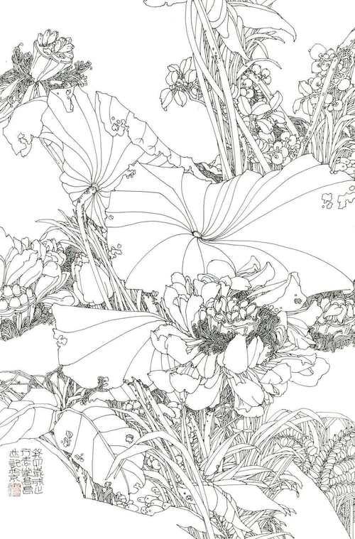 元代白描花卉的图文解释有哪些？如何理解这些花卉的含义？