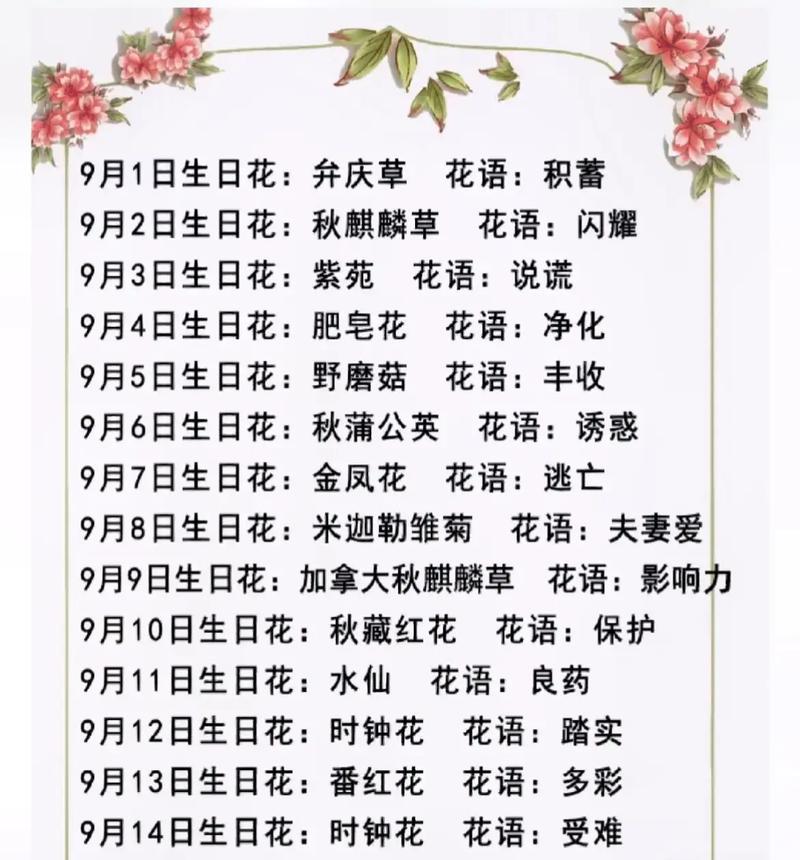 9月初四这一天有什么特别的花语？